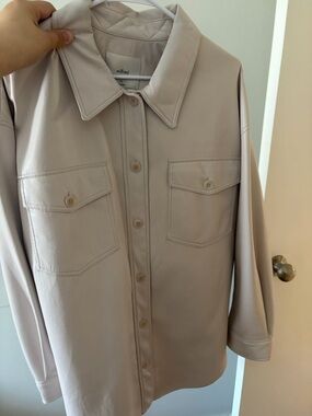 Wilfred Beige Button-Front Shirt Jacket